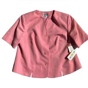 NWT VTG $178 Pendleton Women's Silk Blend Short Sleeve Blazer Top Pink Plus 16W